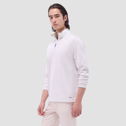 Bugatchi Jacquard Performance Quarter-Zip Pullover Chalk