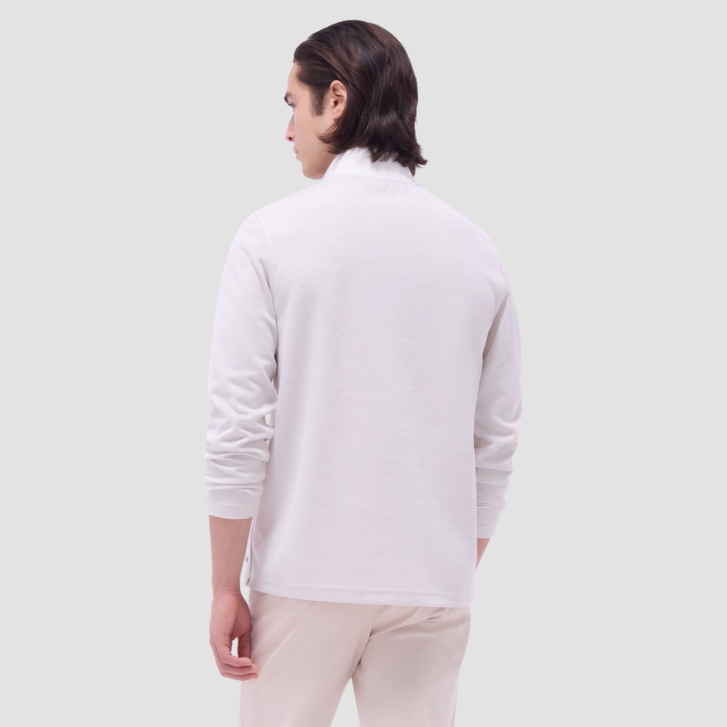 Bugatchi Jacquard Performance Quarter-Zip Pullover Chalk