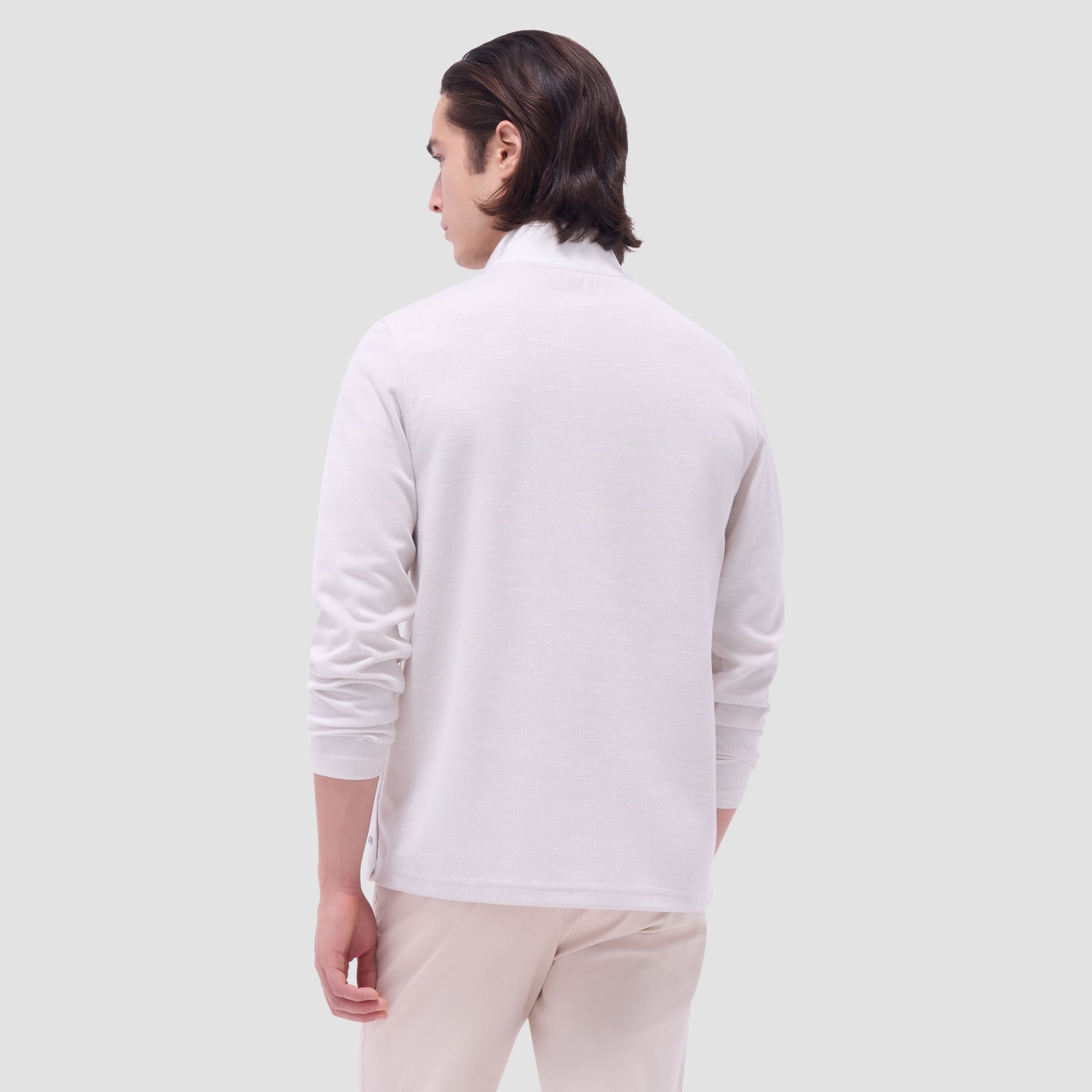 Bugatchi Jacquard Performance Quarter-Zip Pullover Chalk