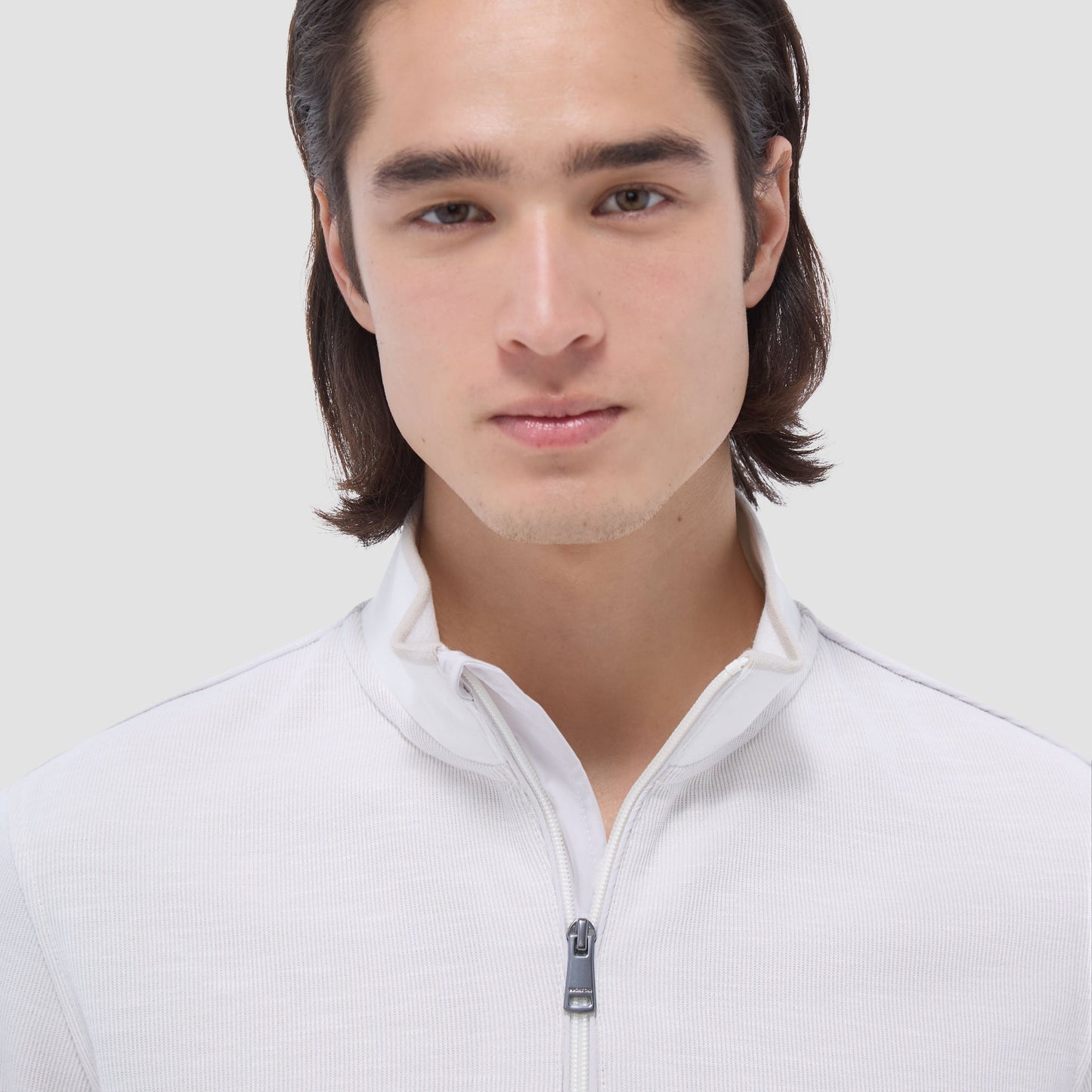 Bugatchi Jacquard Performance Quarter-Zip Pullover Chalk
