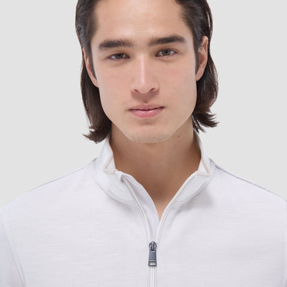 Bugatchi Jacquard Performance Quarter-Zip Pullover Chalk
