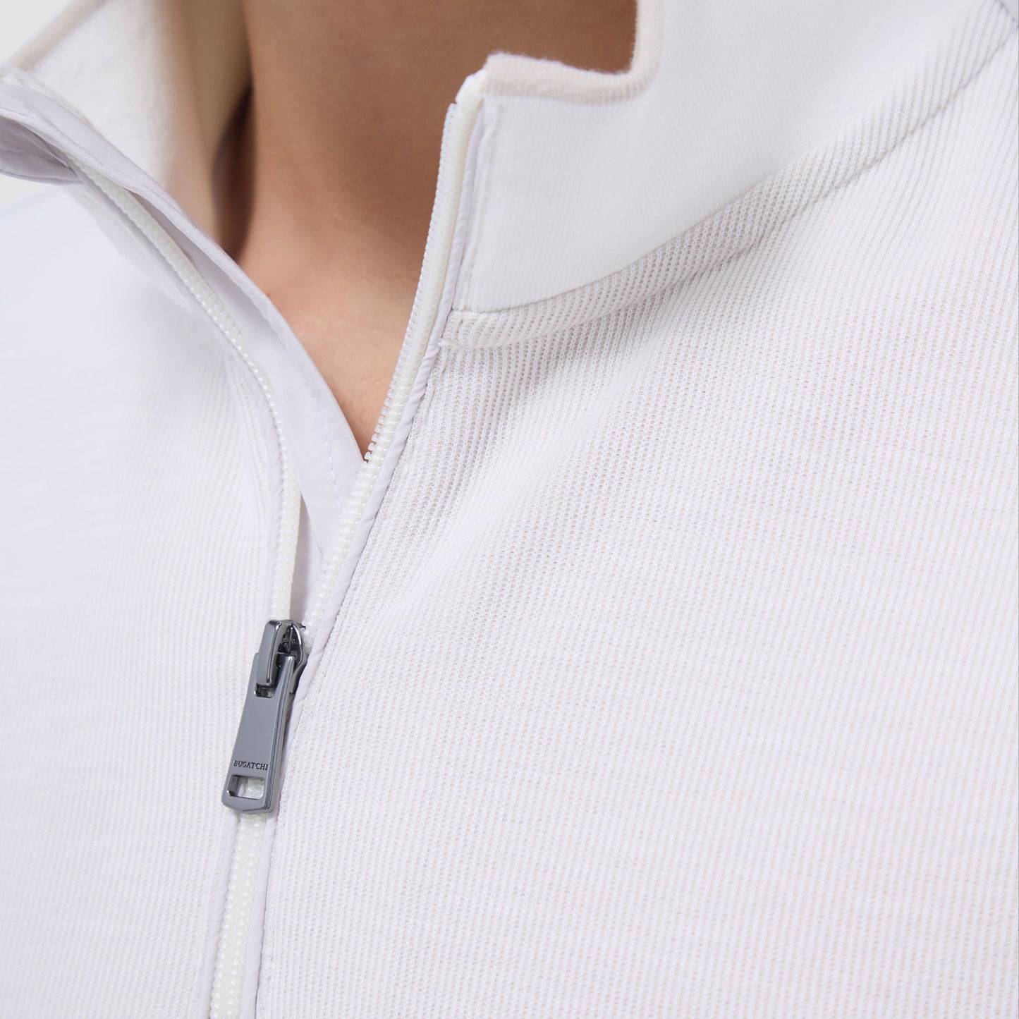 Bugatchi Jacquard Performance Quarter-Zip Pullover Chalk