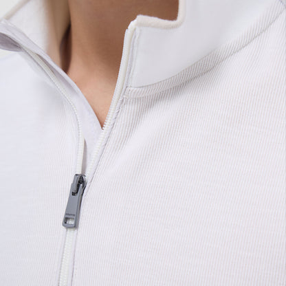 Bugatchi Jacquard Performance Quarter-Zip Pullover Chalk
