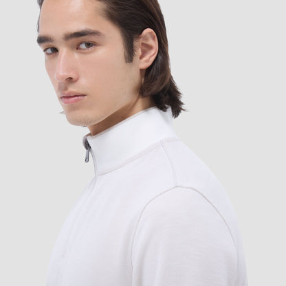 Bugatchi Jacquard Performance Quarter-Zip Pullover Chalk