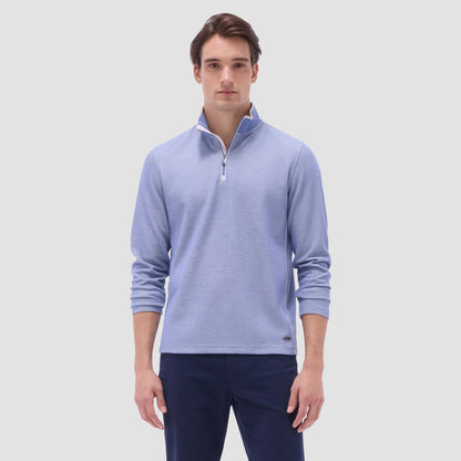 Bugatchi Jacquard Performance Quarter-Zip Pullover Cobalt