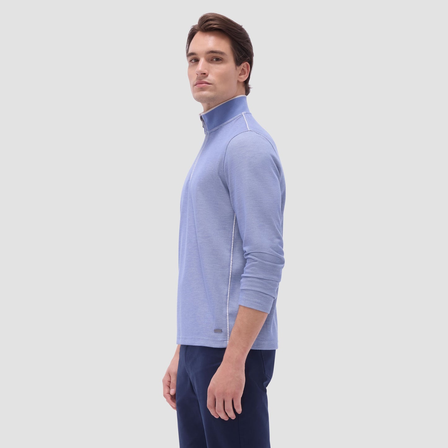 Bugatchi Jacquard Performance Quarter-Zip Pullover Cobalt