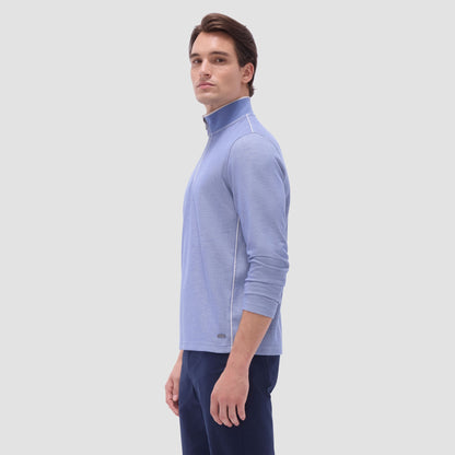 Bugatchi Jacquard Performance Quarter-Zip Pullover Cobalt