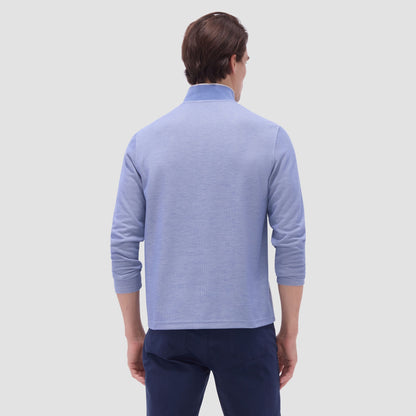 Bugatchi Jacquard Performance Quarter-Zip Pullover Cobalt