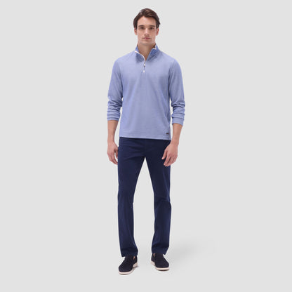 Bugatchi Jacquard Performance Quarter-Zip Pullover Cobalt