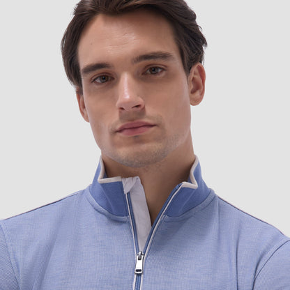 Bugatchi Jacquard Performance Quarter-Zip Pullover Cobalt
