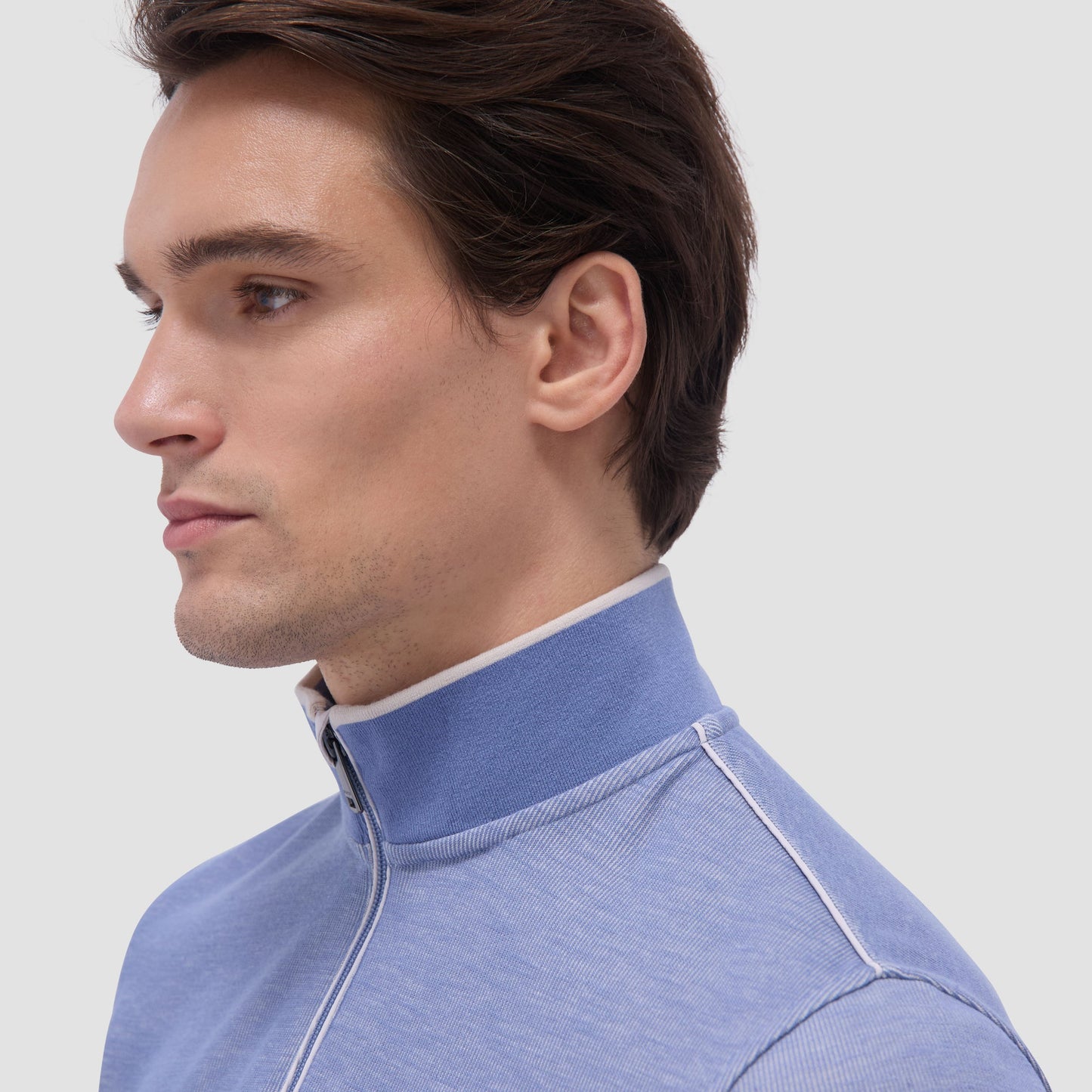 Bugatchi Jacquard Performance Quarter-Zip Pullover Cobalt