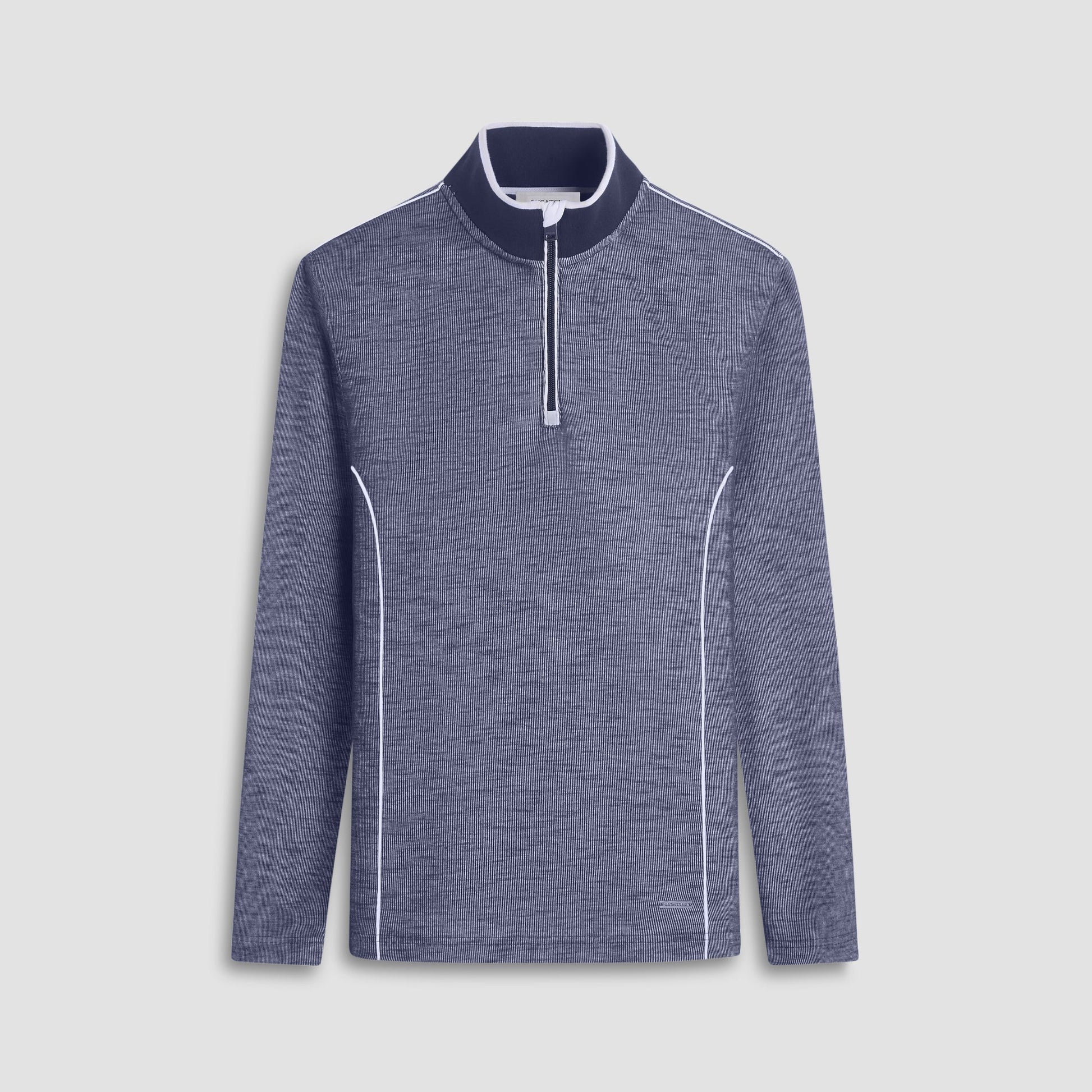 Bugatchi Jacquard Performance Quarter-Zip Pullover Navy