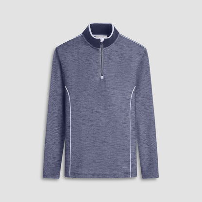 Bugatchi Jacquard Performance Quarter-Zip Pullover Navy