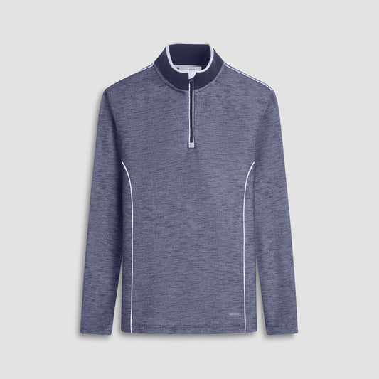 Bugatchi Jacquard Performance Quarter-Zip Pullover Navy