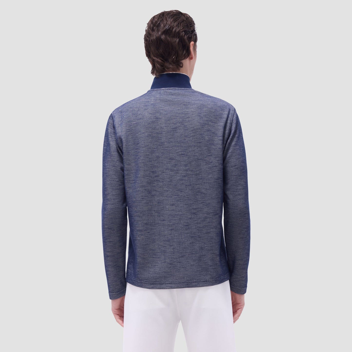 Bugatchi Jacquard Performance Quarter-Zip Pullover Navy