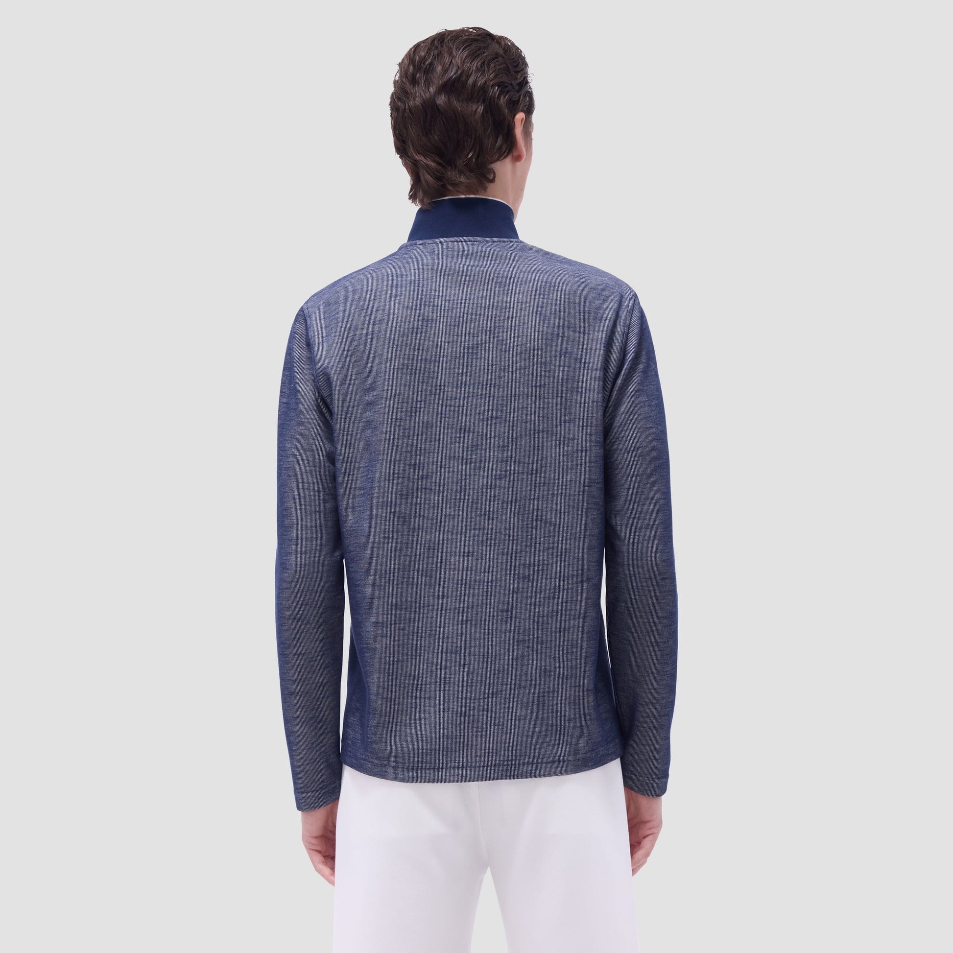 Bugatchi Jacquard Performance Quarter-Zip Pullover Navy