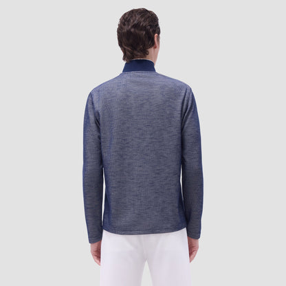 Bugatchi Jacquard Performance Quarter-Zip Pullover Navy