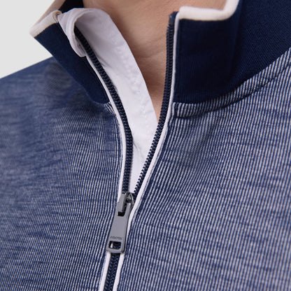 Bugatchi Jacquard Performance Quarter-Zip Pullover Navy