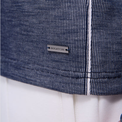 Bugatchi Jacquard Performance Quarter-Zip Pullover Navy