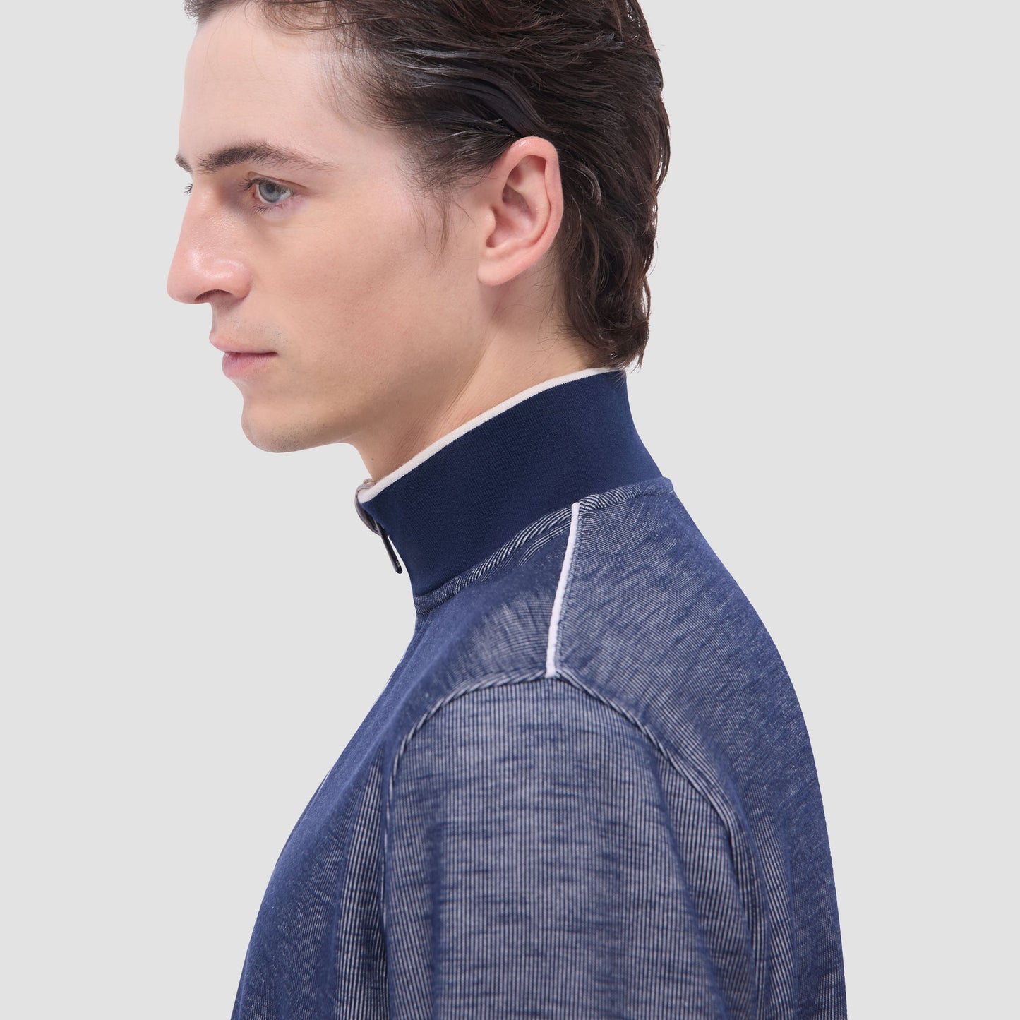 Bugatchi Jacquard Performance Quarter-Zip Pullover Navy