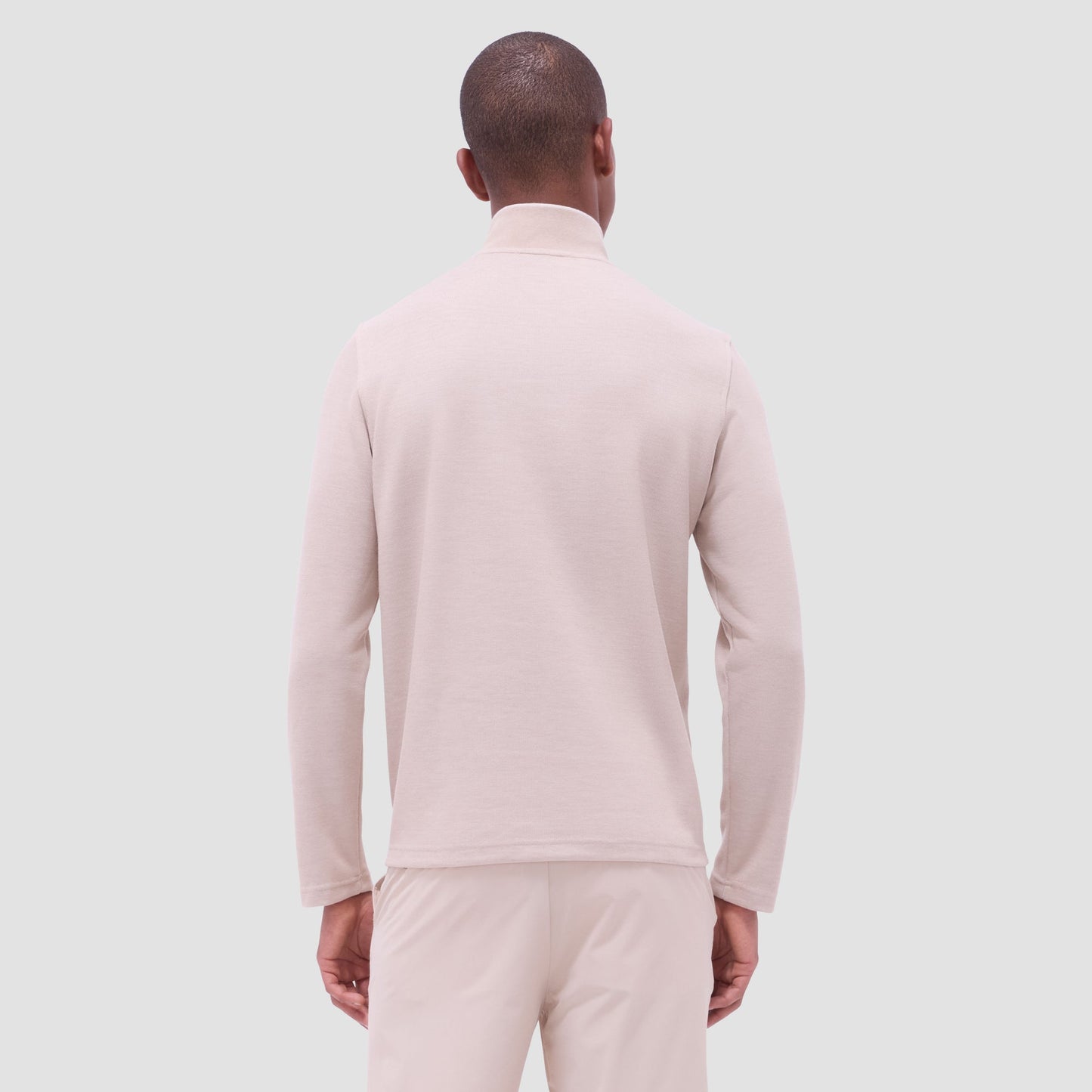 Bugatchi Jacquard Performance Quarter-Zip Pullover Sand