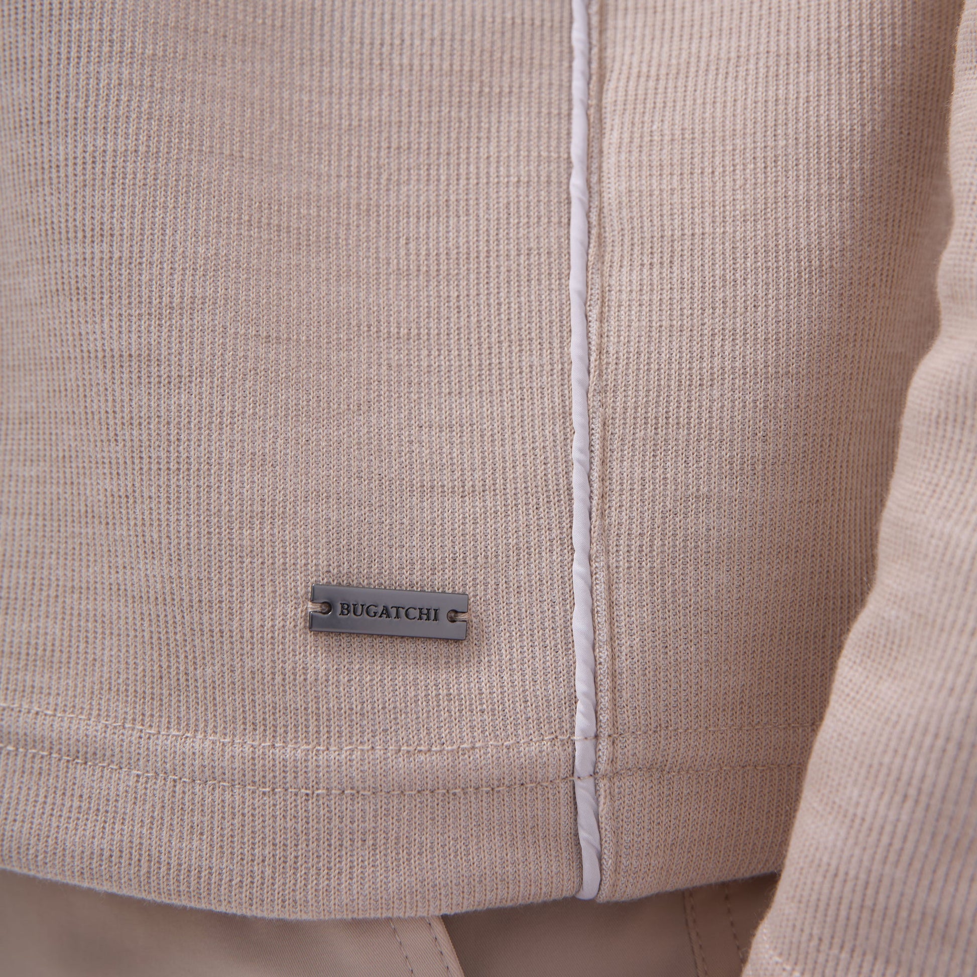 Bugatchi Jacquard Performance Quarter-Zip Pullover Sand
