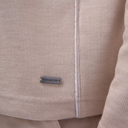 Bugatchi Jacquard Performance Quarter-Zip Pullover Sand