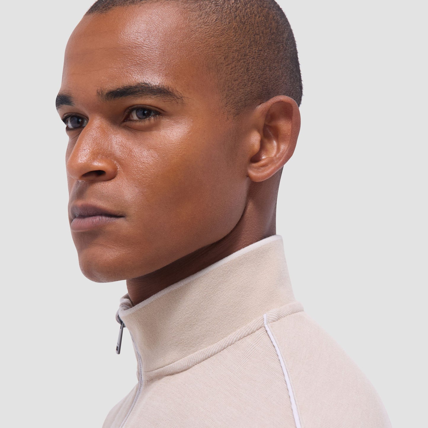 Bugatchi Jacquard Performance Quarter-Zip Pullover Sand