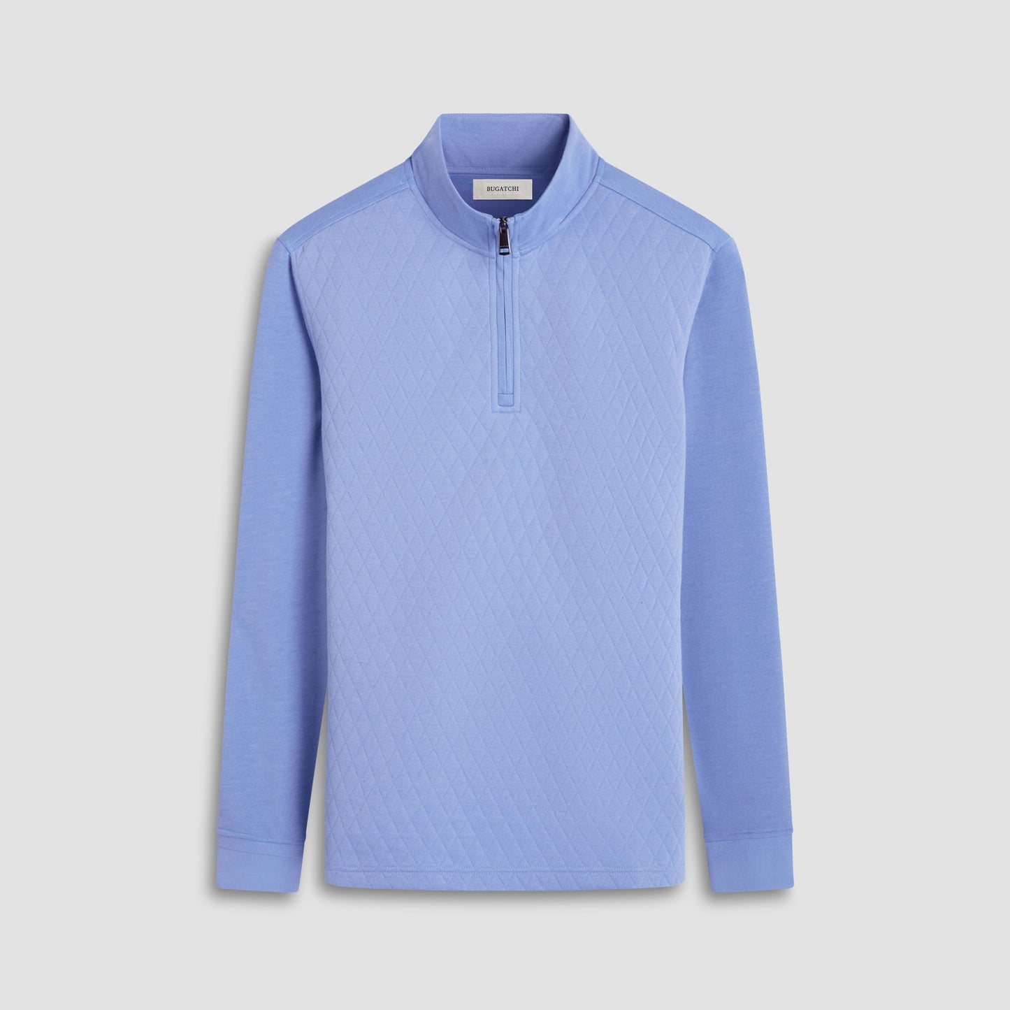 Bugatchi Diamond Quilt Performance Quarter-Zip Pullover Air Blue