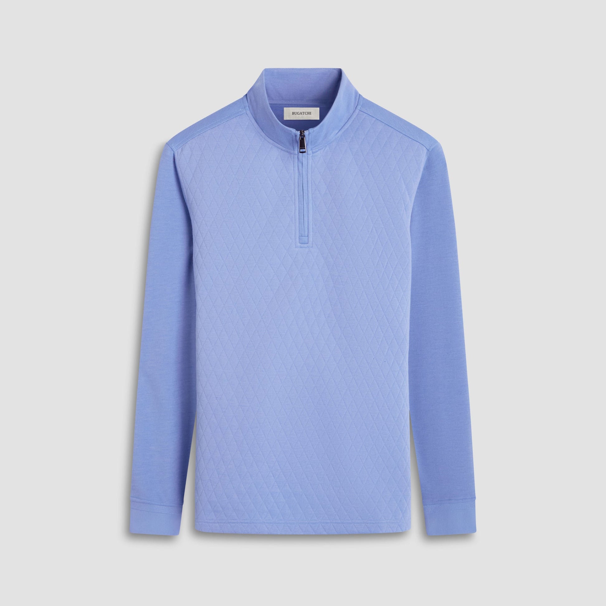 Bugatchi Diamond Quilt Performance Quarter-Zip Pullover Air Blue