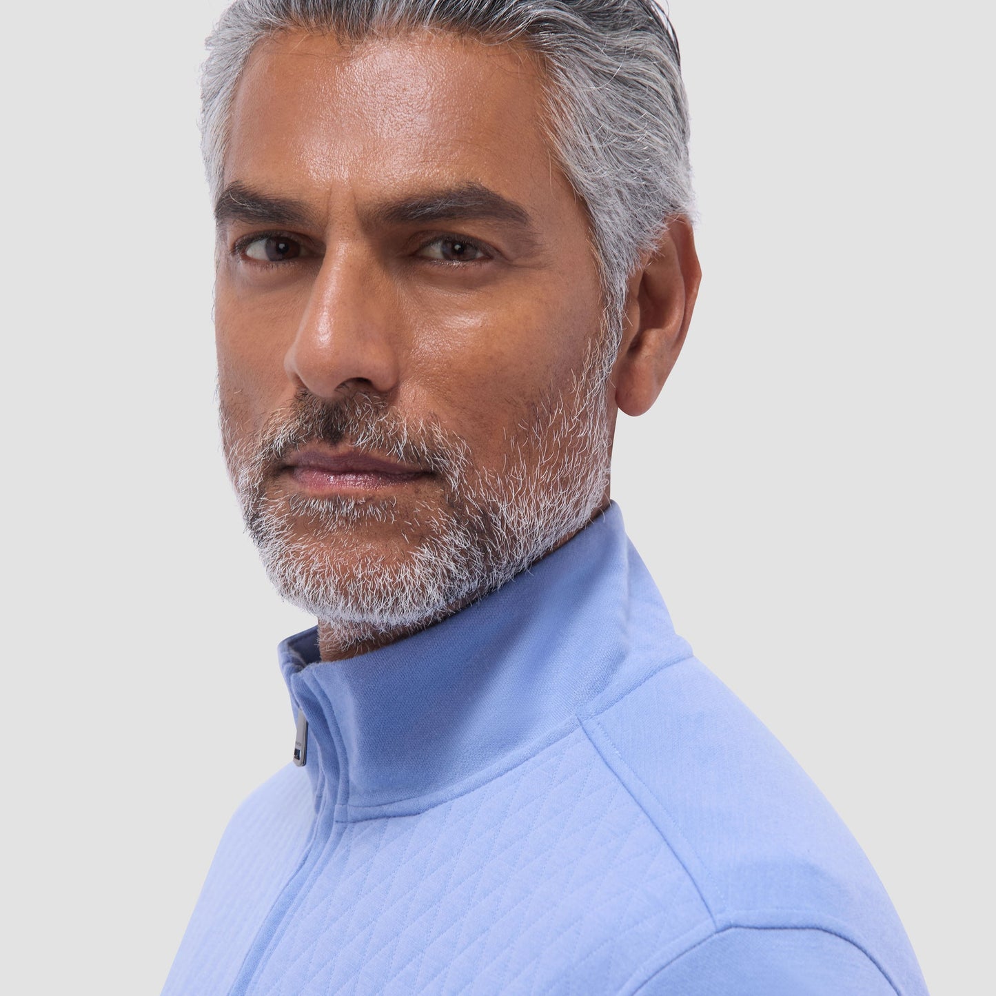 Bugatchi Diamond Quilt Performance Quarter-Zip Pullover Air Blue