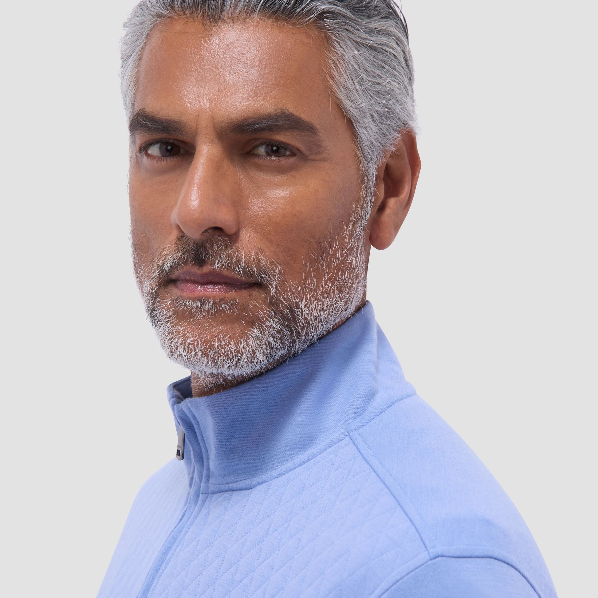 Bugatchi Diamond Quilt Performance Quarter-Zip Pullover Air Blue