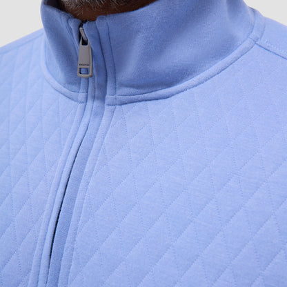 Bugatchi Diamond Quilt Performance Quarter-Zip Pullover Air Blue