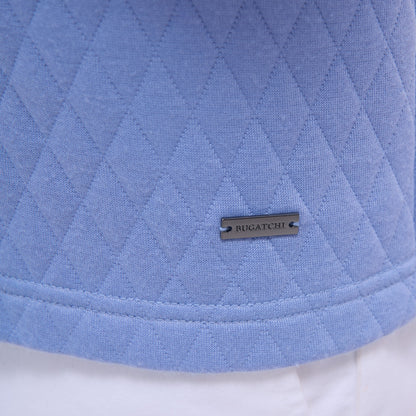 Bugatchi Diamond Quilt Performance Quarter-Zip Pullover Air Blue