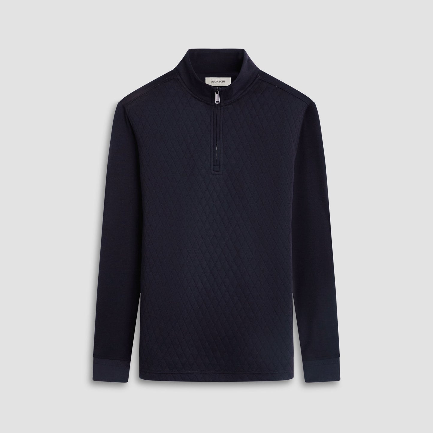 Bugatchi Diamond Quilt Performance Quarter-Zip Pullover Black