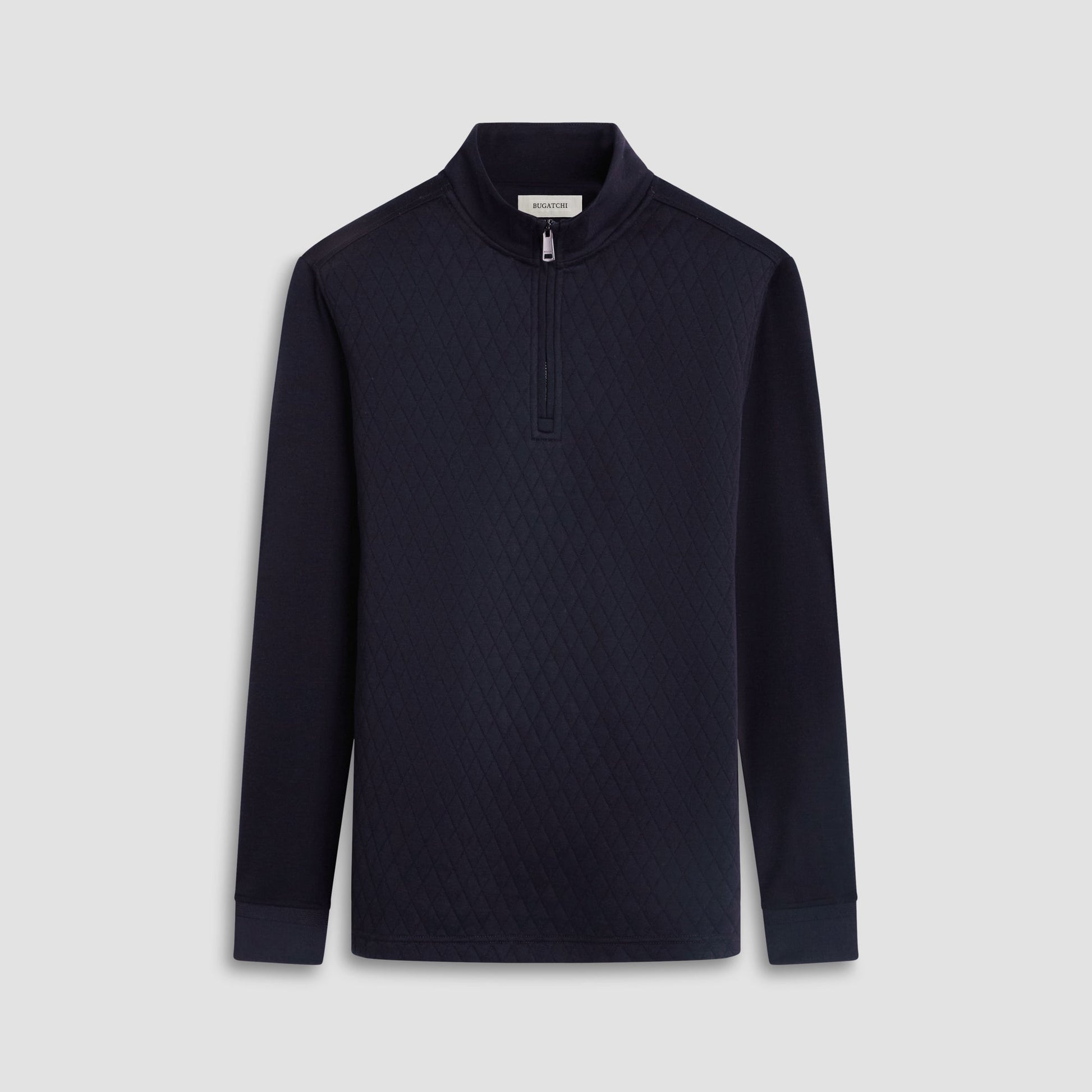 Bugatchi Diamond Quilt Performance Quarter-Zip Pullover Black