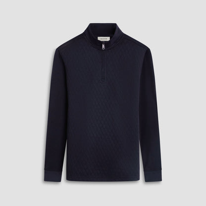 Bugatchi Diamond Quilt Performance Quarter-Zip Pullover Black