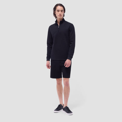 Bugatchi Diamond Quilt Performance Quarter-Zip Pullover Black