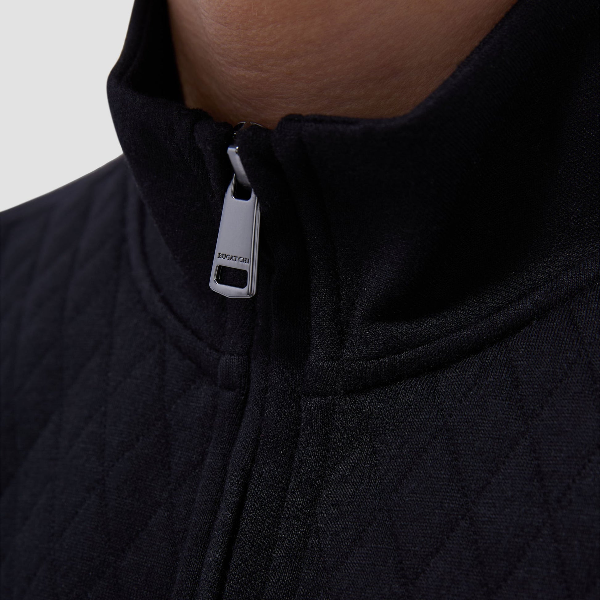 Bugatchi Diamond Quilt Performance Quarter-Zip Pullover Black