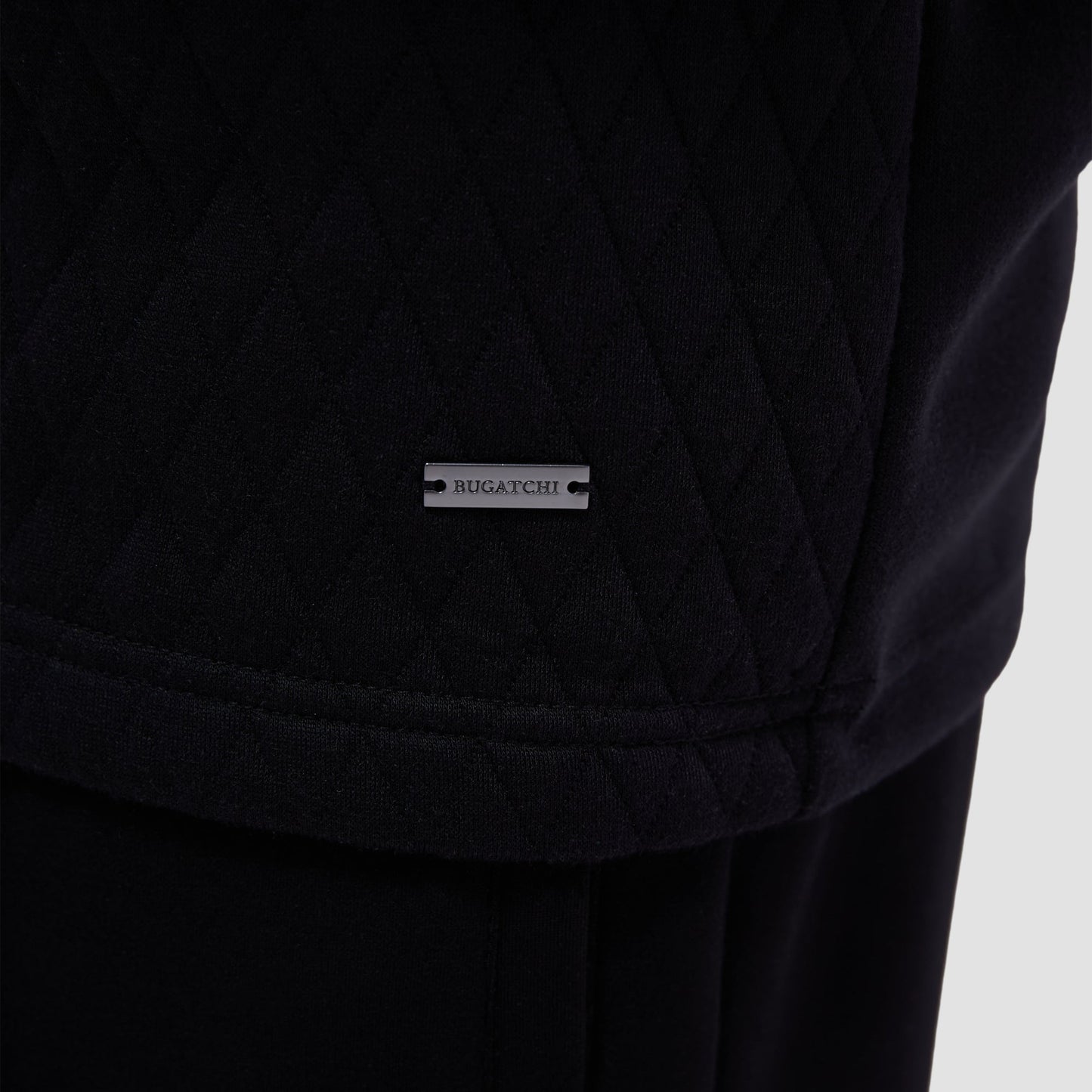 Bugatchi Diamond Quilt Performance Quarter-Zip Pullover Black