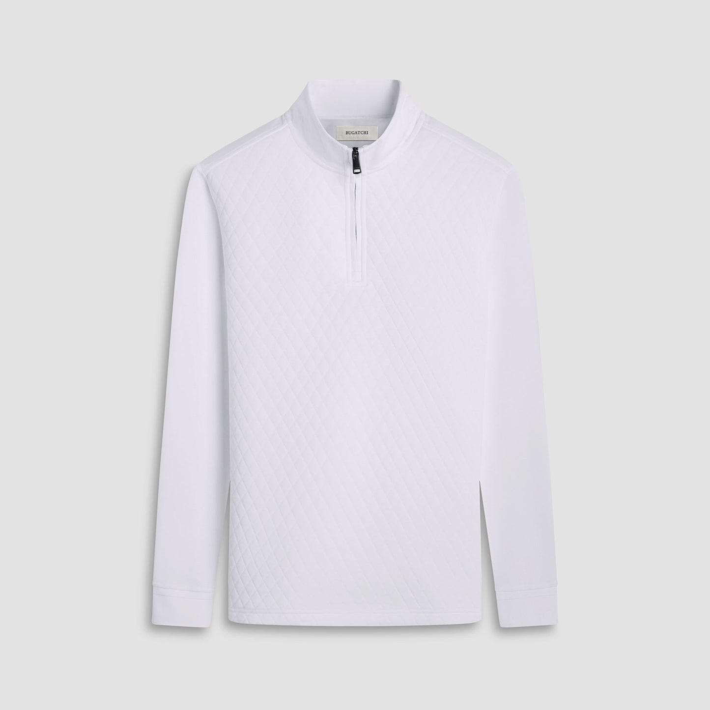 Bugatchi Diamond Quilt Performance Quarter-Zip Pullover Chalk