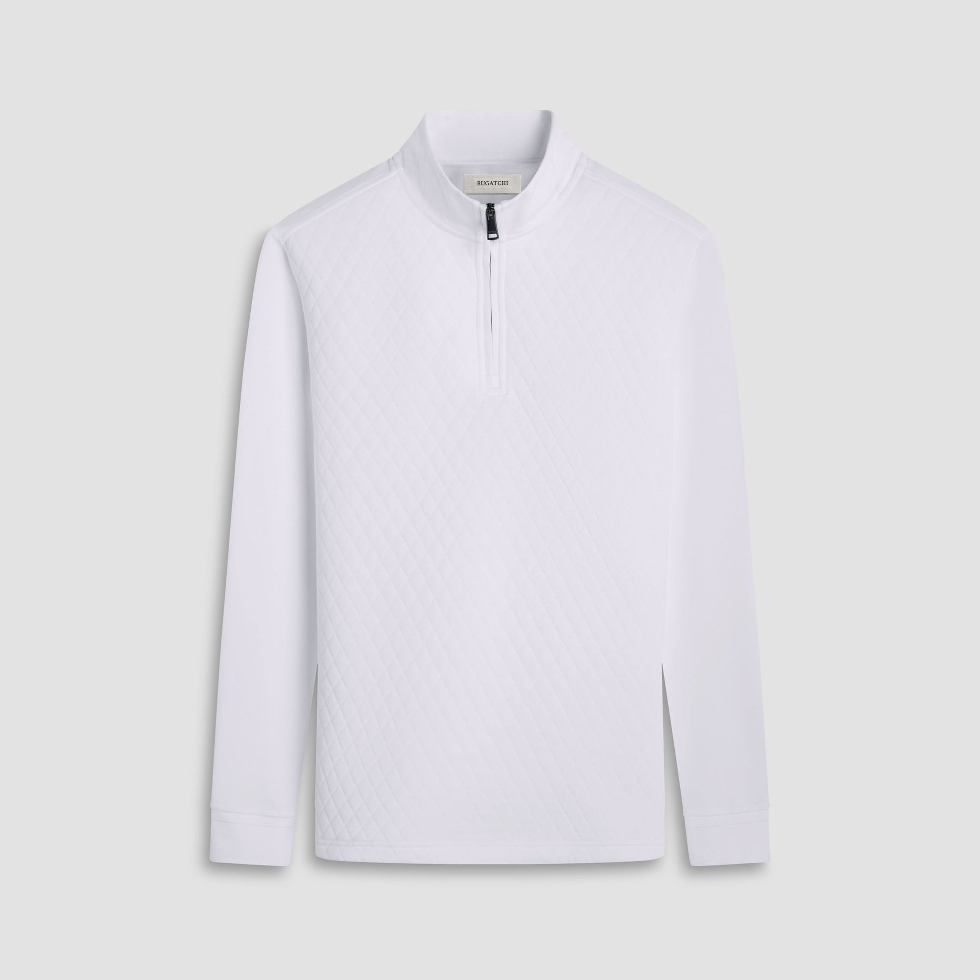 Bugatchi Diamond Quilt Performance Quarter-Zip Pullover Chalk