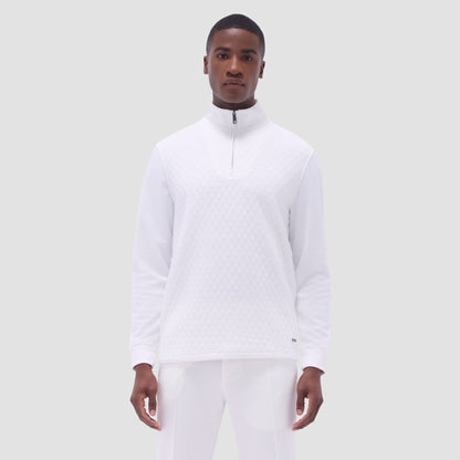 Bugatchi Diamond Quilt Performance Quarter-Zip Pullover Chalk