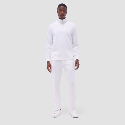 Bugatchi Diamond Quilt Performance Quarter-Zip Pullover Chalk
