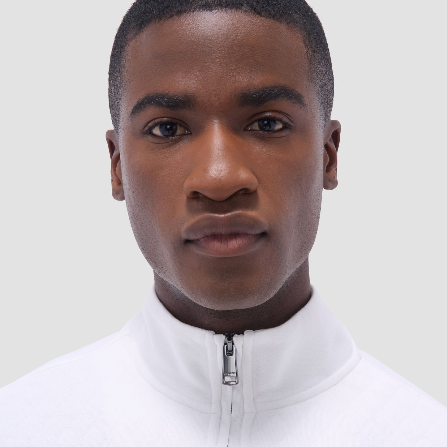 Bugatchi Diamond Quilt Performance Quarter-Zip Pullover Chalk