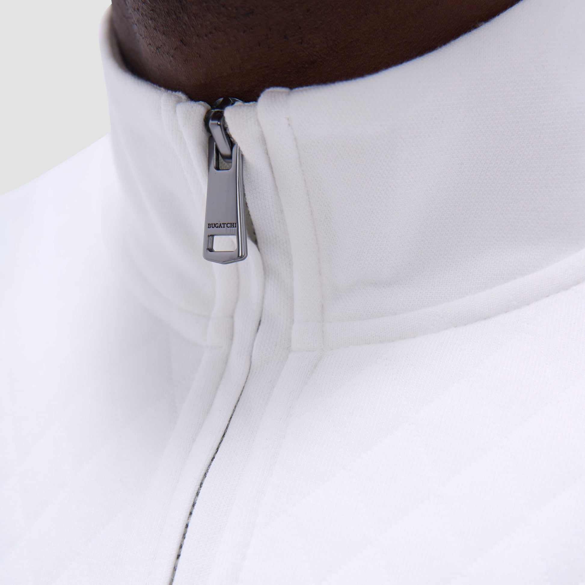 Bugatchi Diamond Quilt Performance Quarter-Zip Pullover Chalk