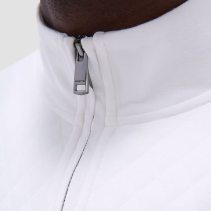 Bugatchi Diamond Quilt Performance Quarter-Zip Pullover Chalk