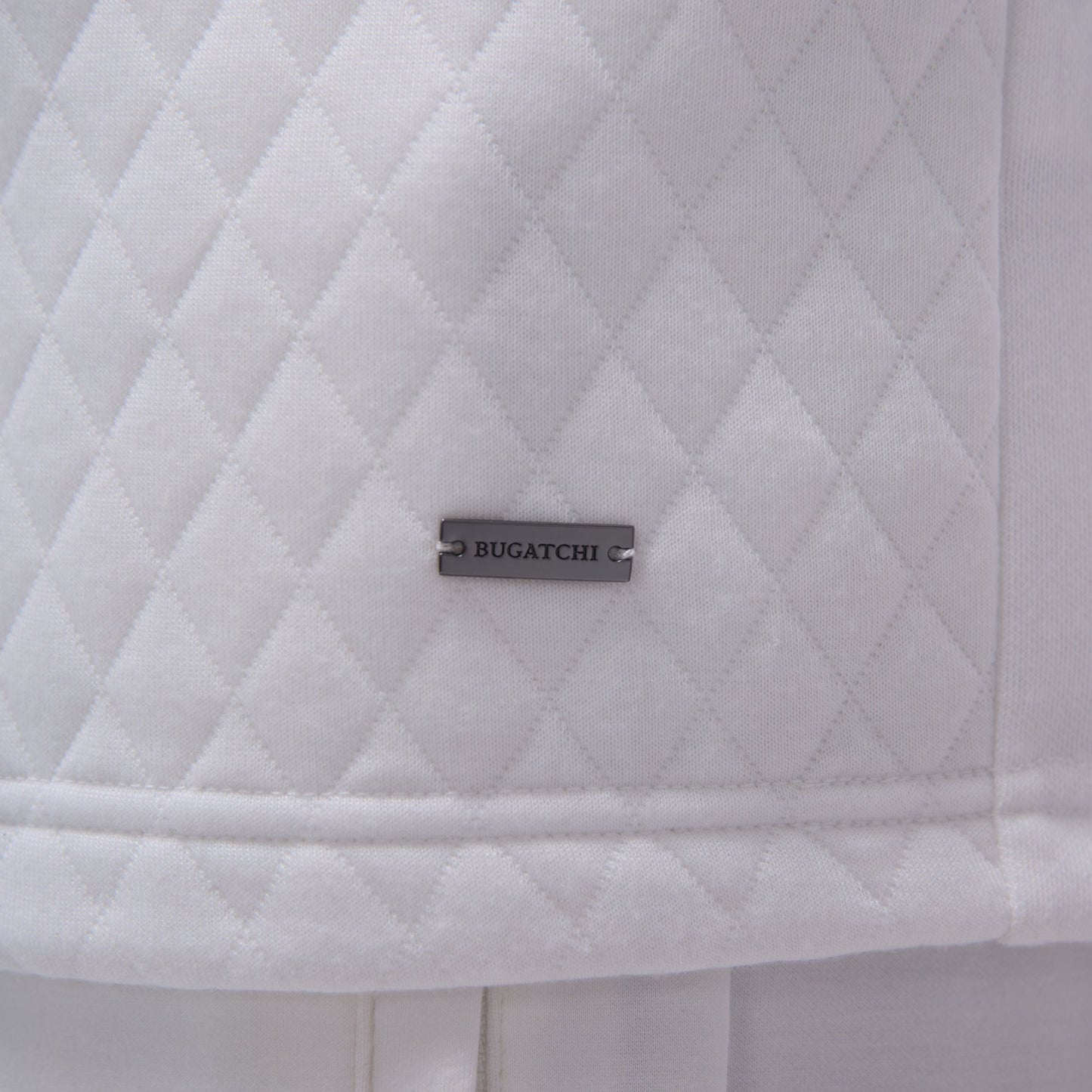 Bugatchi Diamond Quilt Performance Quarter-Zip Pullover Chalk