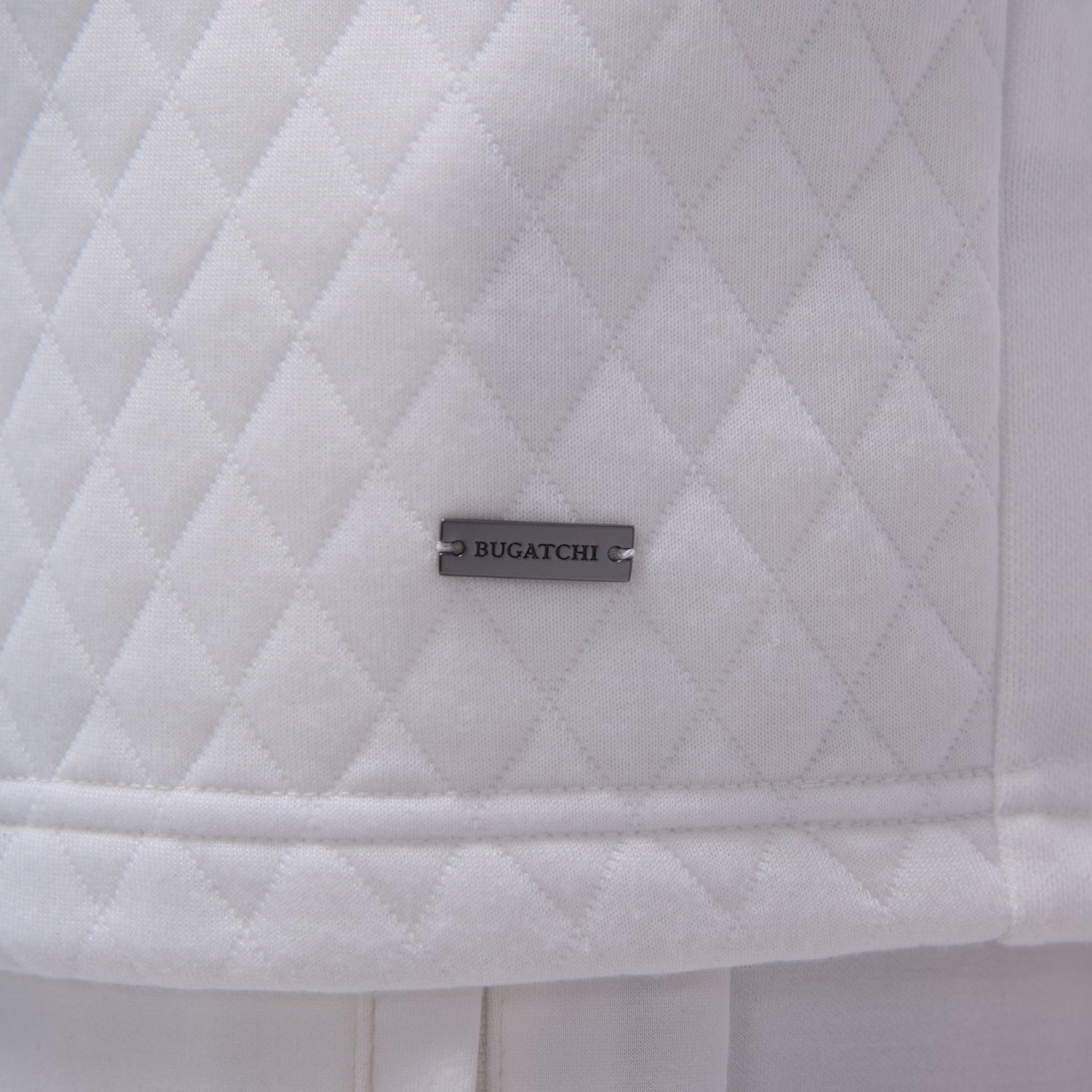 Bugatchi Diamond Quilt Performance Quarter-Zip Pullover Chalk