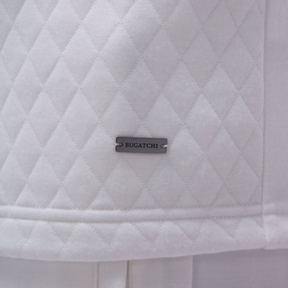 Bugatchi Diamond Quilt Performance Quarter-Zip Pullover Chalk